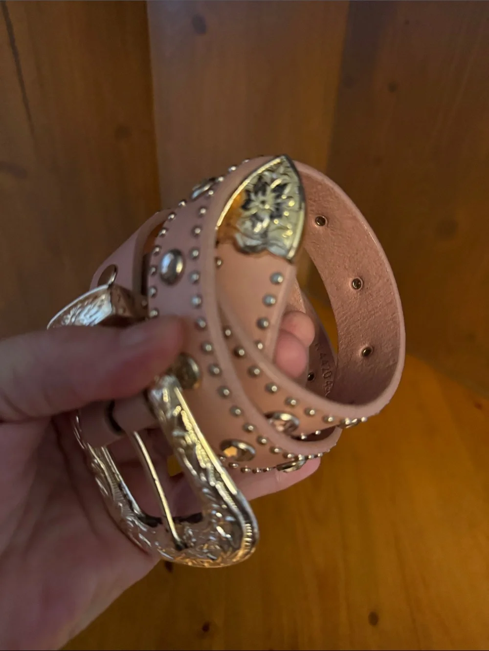 Nocona Pink Leather Rhinestone Studded Western Cowgirl Belt Sz 26 N4420430